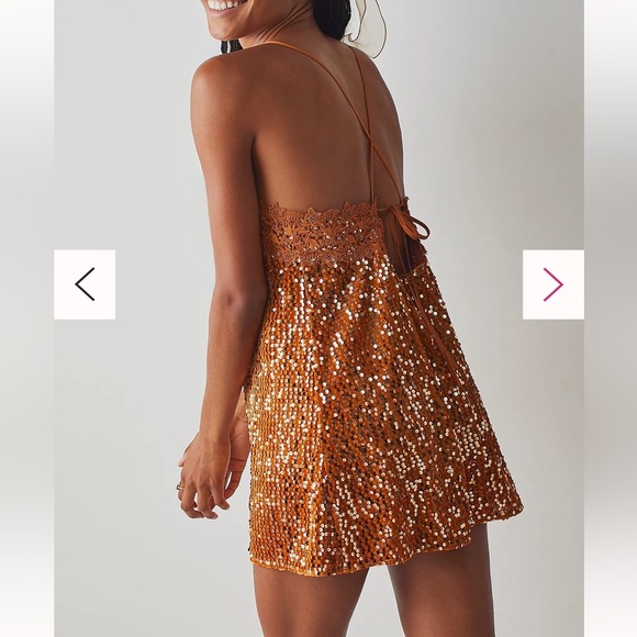 NWT Intimately by Free People That Girl Sequin Slip Pumpkin Pie​ - Picture 3 of 6